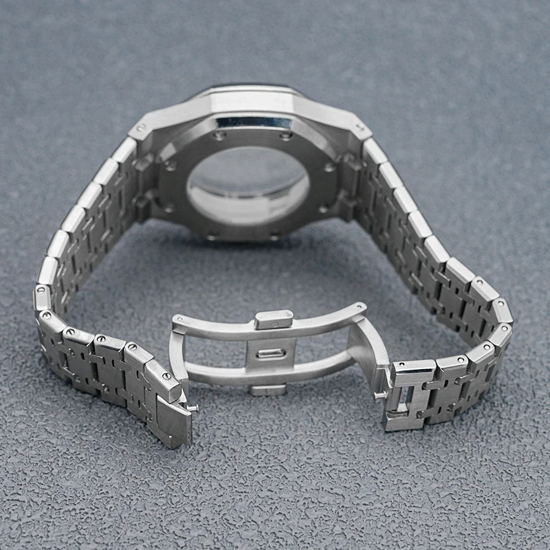 Square NH35 Case Fit Seiko NH35 NH36 Movement Stainless Steel Watch Strap Transparent Glass Crystal Waterproof Back Diving Watch