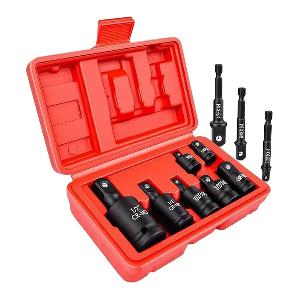 Flexible Joint Adapter Socket Drive Converter Black,Red Adapter Set For Auto Repairs Chrome Moly Steel Construction