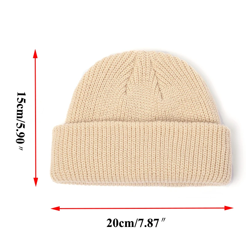 Winter Knitted Hats Women Skullcap Beanie Hat Men Retro Brimless Baggy Melon Cap Cuff Docker Hip Hop Beanies Hats Elastic Unisex