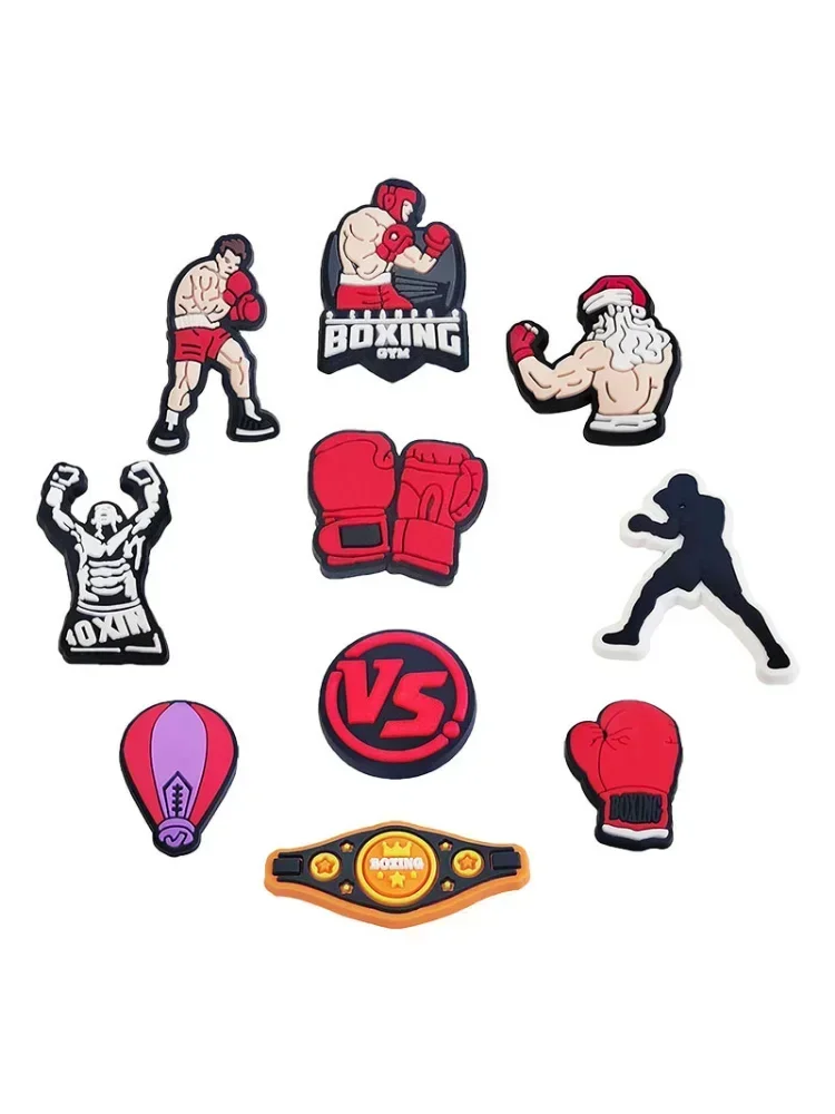 2 pièces PVC boxe jardin détachable tendance chaussure boucle breloques accessoires décorations pour sandales sneaker sabot bracelets funs cadeau