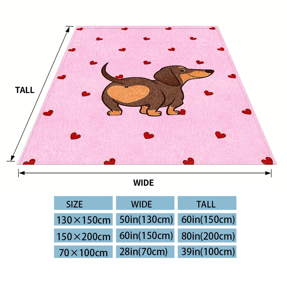 Heart Doxie Nap Blanket,Flannel Blanket,Suitable For Sofas,Beds,Cars,Rooms,Offices,Camping,Exquisite Gift Blankets