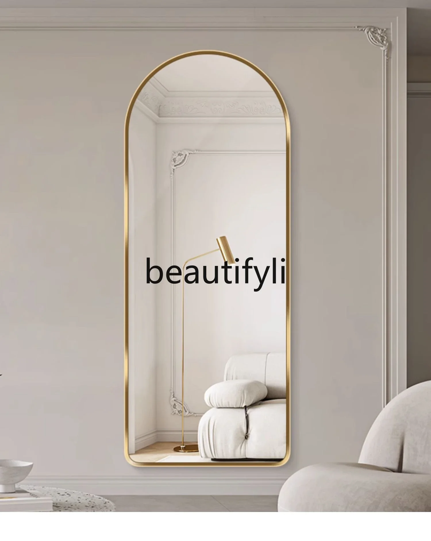 Light luxury wall-mounted mirror wall-mounted vertical floor-to-ceiling mirror