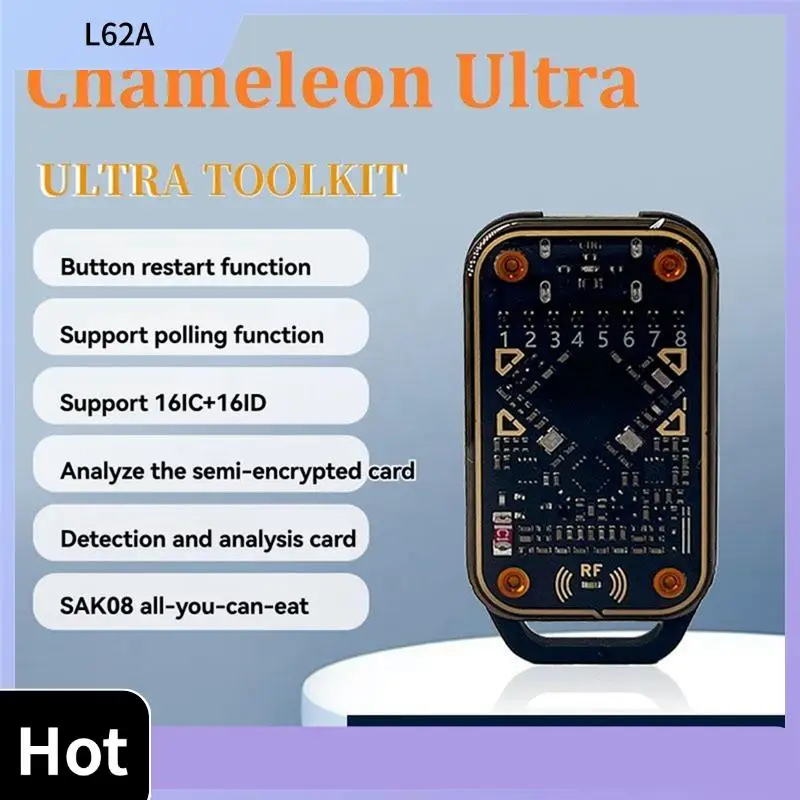 

L62A Restart Chameleon Ultra 125K 13,56M RFID Считыватель смарт-чипов Бесконтактный эмулятор смарт-карт NFC Дубликатор Декодирование карт