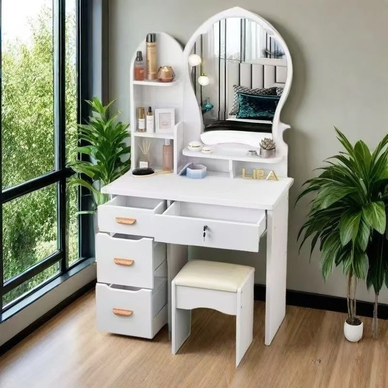 Dresser Bedroom Modern Simple Multifunctional Makeup Table New Princess Small Makeup Table White Pink Study