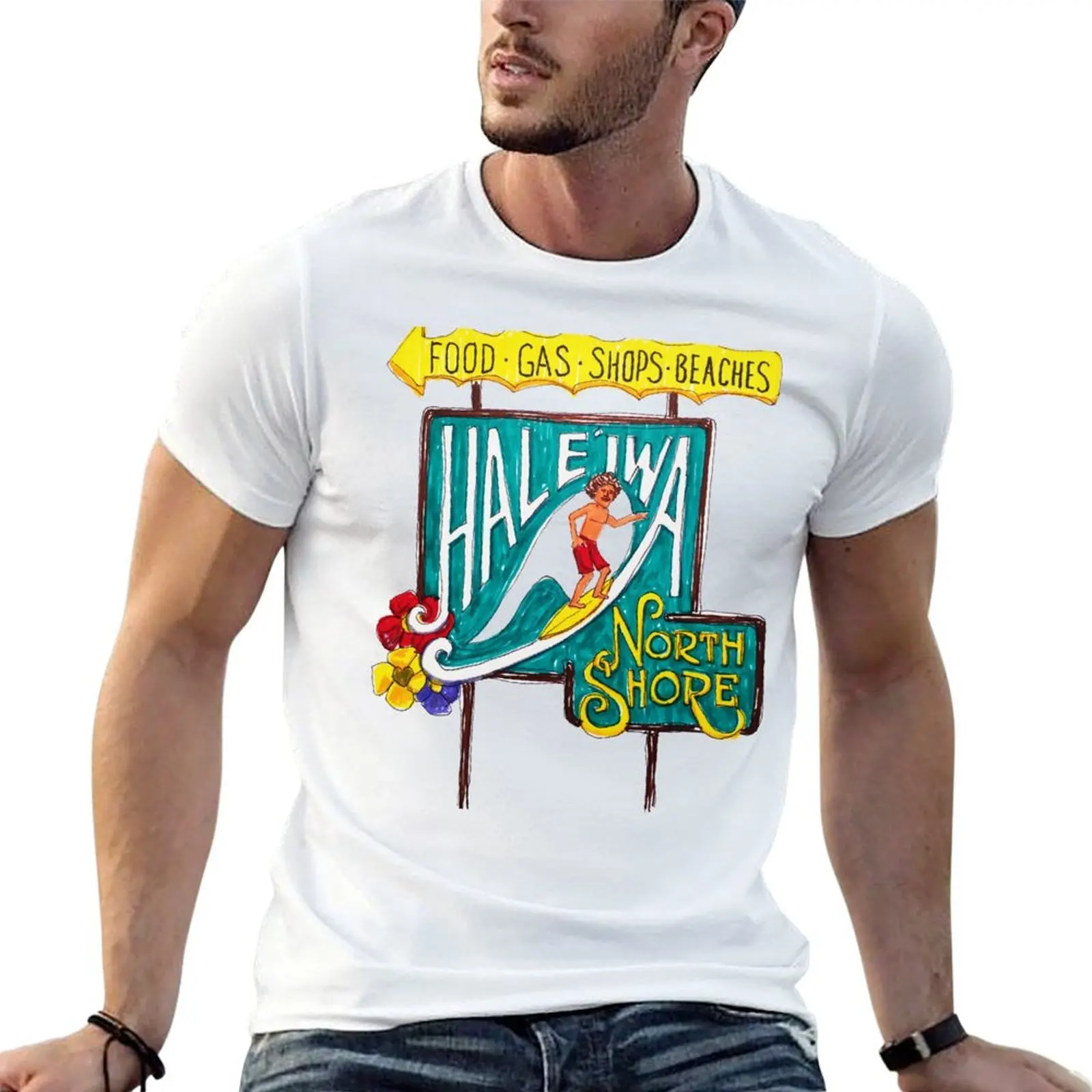

shirts T-Shirt Shore Sign MAN North for t cotton / printed DRAWING high quality t shirts - Hale'iwa man