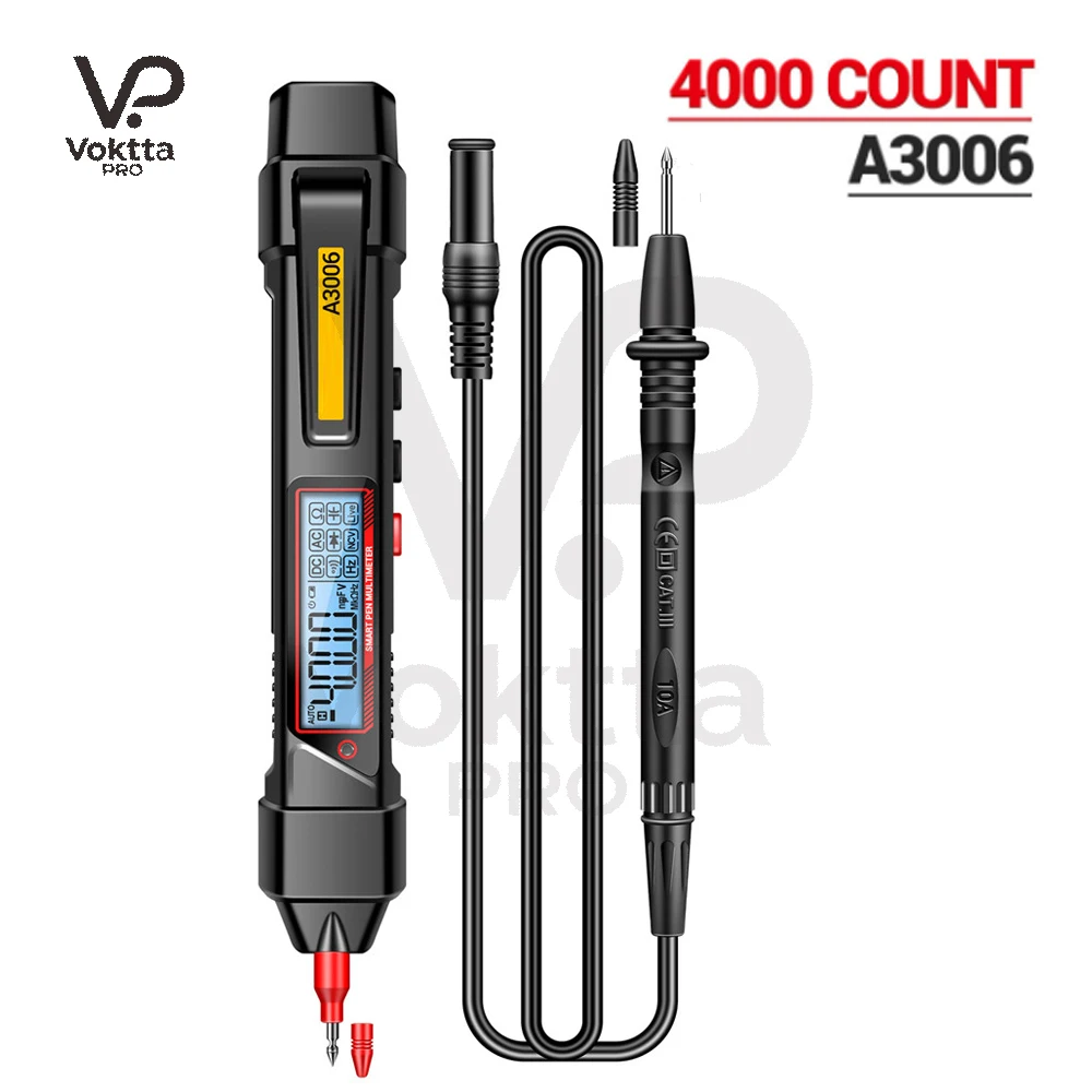 A3006 Multifunktionsstift, 4000 Zählungen, Multimeter, AC/DC-Spannungsprüfer, Ohm, Hz, Nullfeuer, Leitungsdetektor, elektrische Reparaturwerkzeuge