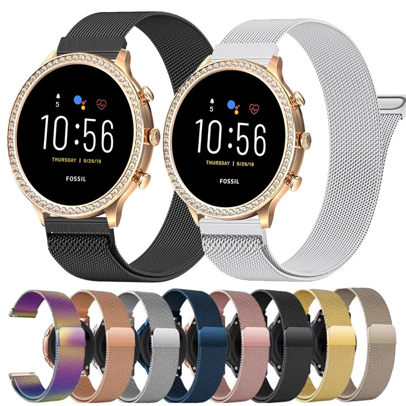 22 مللي متر 18 مللي متر حلقة ميلانو ل الأحفوري المرأة Gen 6/Gen 5E 42 مللي متر شريط معدني ل الأحفوري GEN 6 5 5e 44 مللي متر/GEN 5 LTE 45 مللي متر/حزام جوليانا