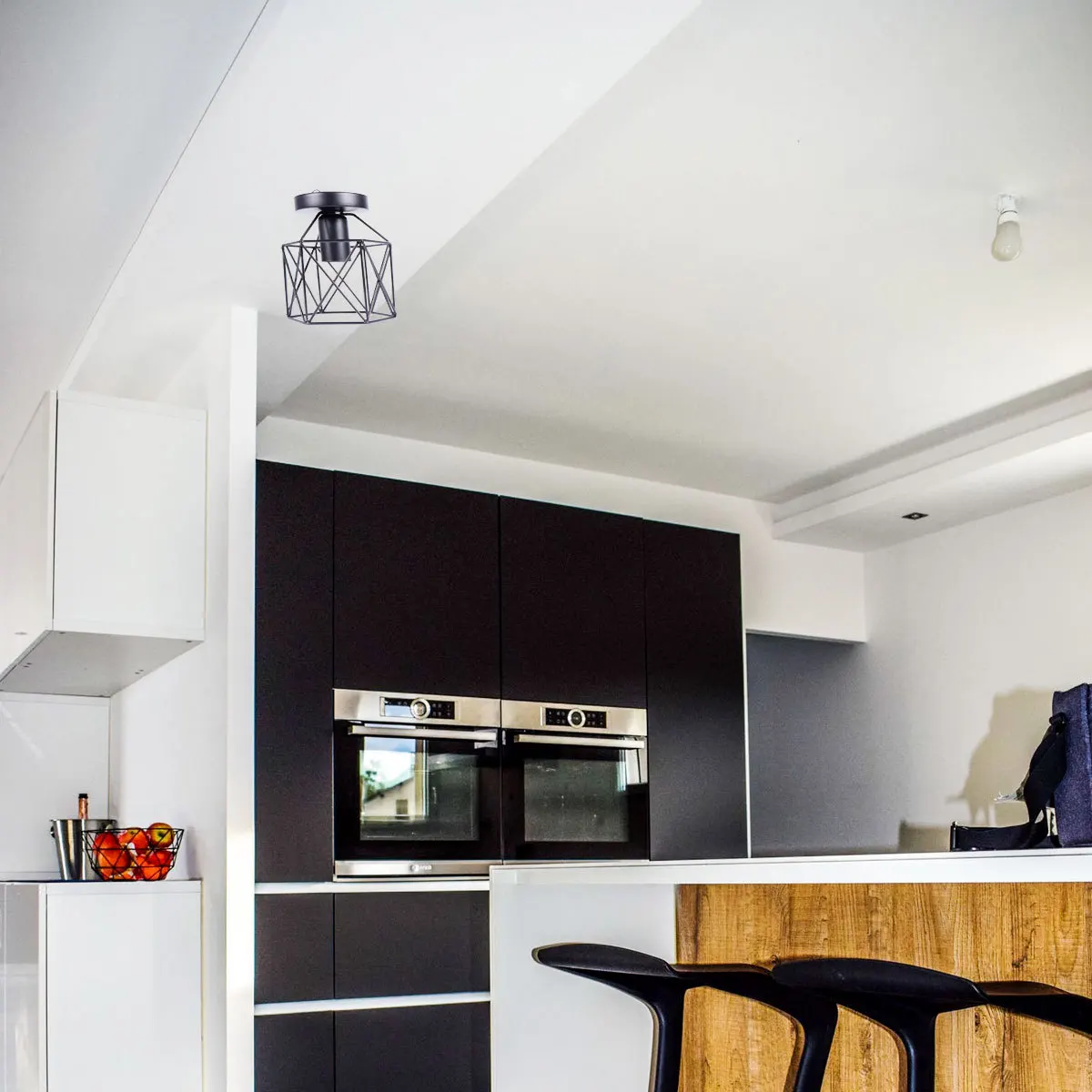 

2Pcs Iron Art Ceiling Lamp Geometrical Design Romantic Black Ceiling Light Living Room Bedroom Hallway Living Room Light