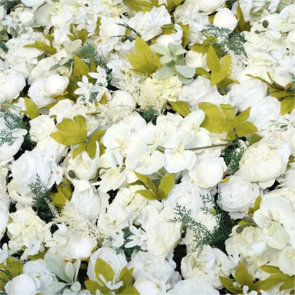 Uflower Royal Luxury White Rose Yellow phalaenopsis Cloth Flower Wall Roll Up Fabric Floral Arrangement Event Party Stage Prop