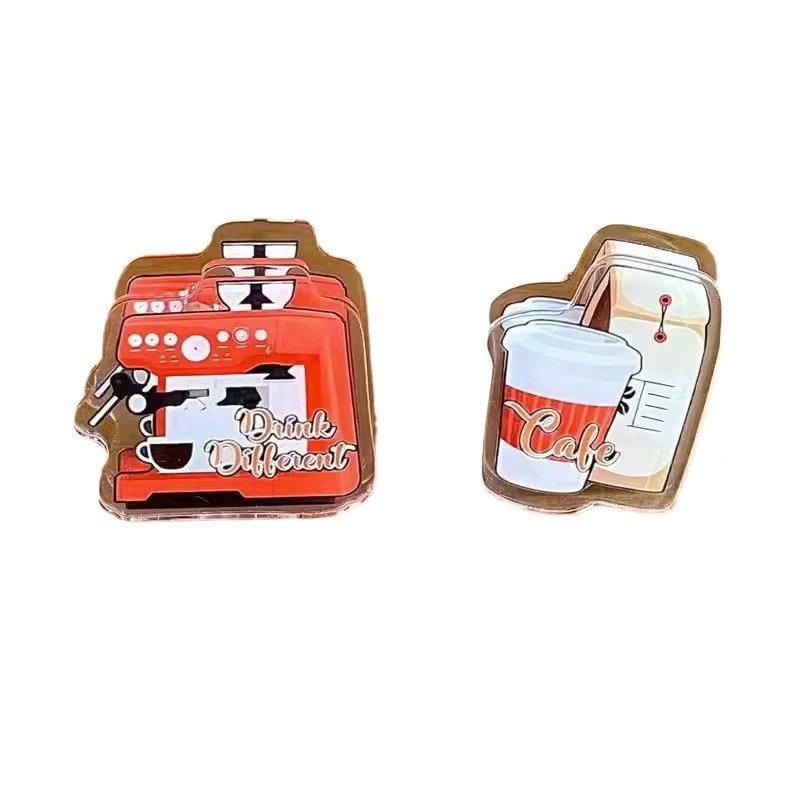 Acrílico Café Tempo Clip para Jornal, Scrapbooking, Planejadores, Foto Notas, Papelaria, Material Escolar, Bonito, 2pcs