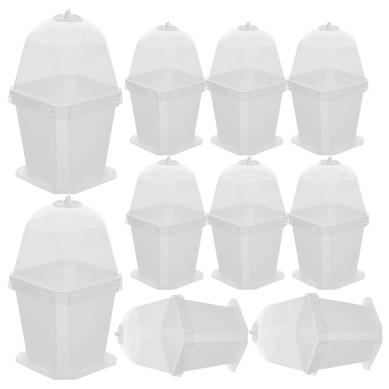 

10 Pcs Thermally Insulated Gardening Planting Containers Lightweight Side Hole Design Transparent Seedling Pots for Indoor