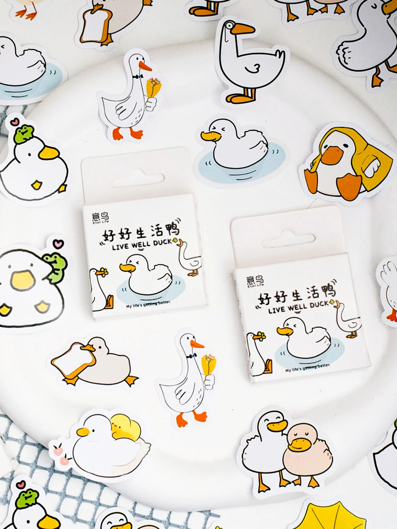 Etori Life46pcs/pack Good Life Duck Album decorative stickers Self-adhesive stickers for DIY student stationery notebook diary