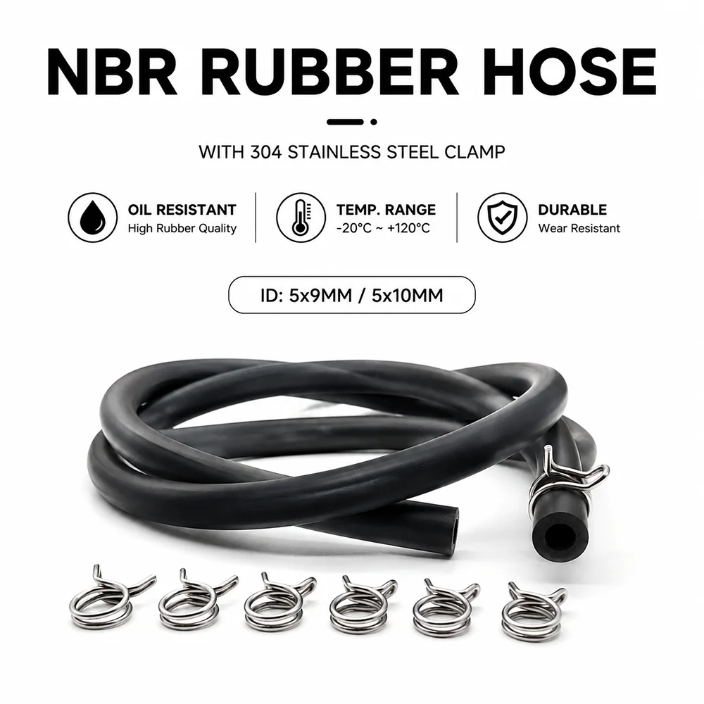 5*9/5*10mm NBR Tube+304 steel clamp Oil resistant/corrosion-resistant/oil circuit specific pipe clamp combination
