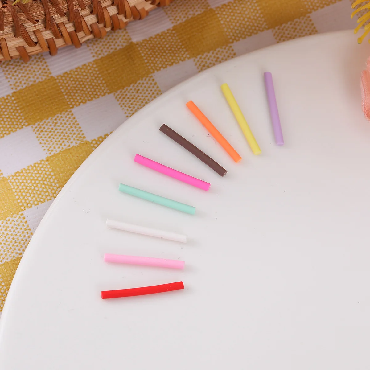 100pcs Mini Solid Chocolate Bar Fake Colorful Stick Straw Food Play Decorative Cream Gel Cake Solid-Color Soft Clay Accessories