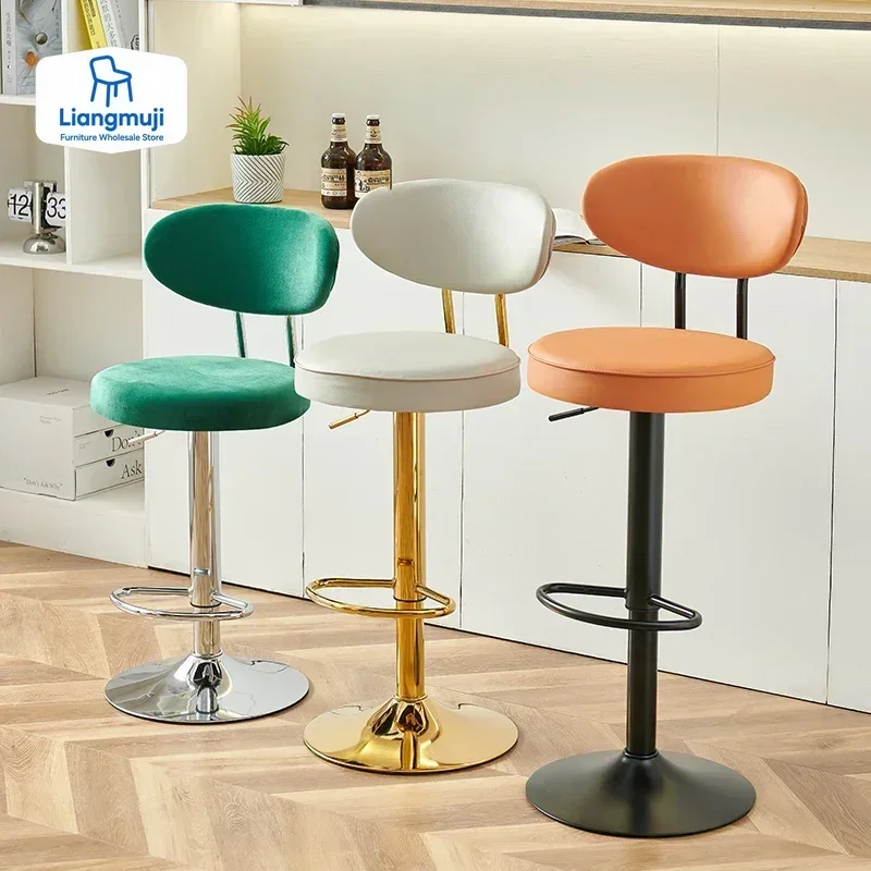 

Барные стулья из ротанга, оранжевые, для кухни, современные, с регулируемой спинкой, на бамбуковых колесиках, высокий дизайн