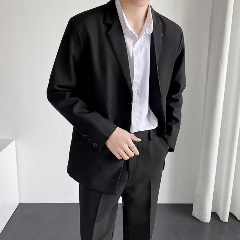 Korean Style Casual Suit Coat For Men Blazer Loose Suit Jacket Male Blazers Single-breastedTurndown Collar Men Suit Jacket Coats