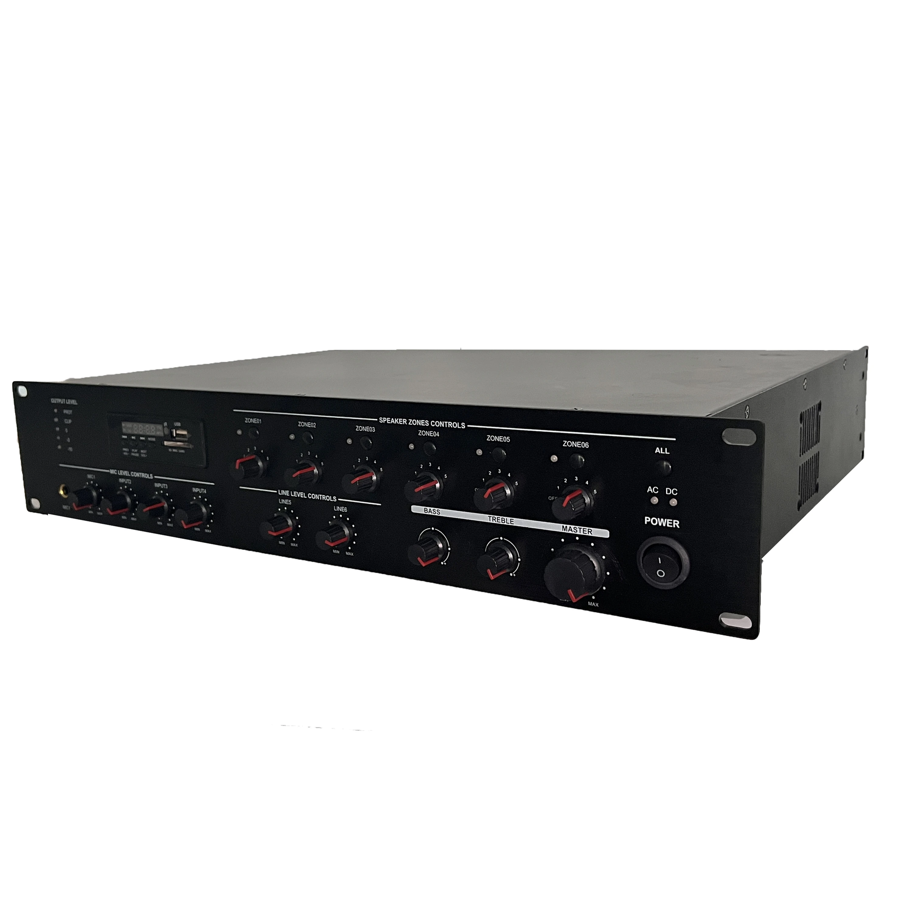 6 Zone 240W PA Amplifier 100V Public Address System PA Power Mixer Amplifier with Blue Tooth