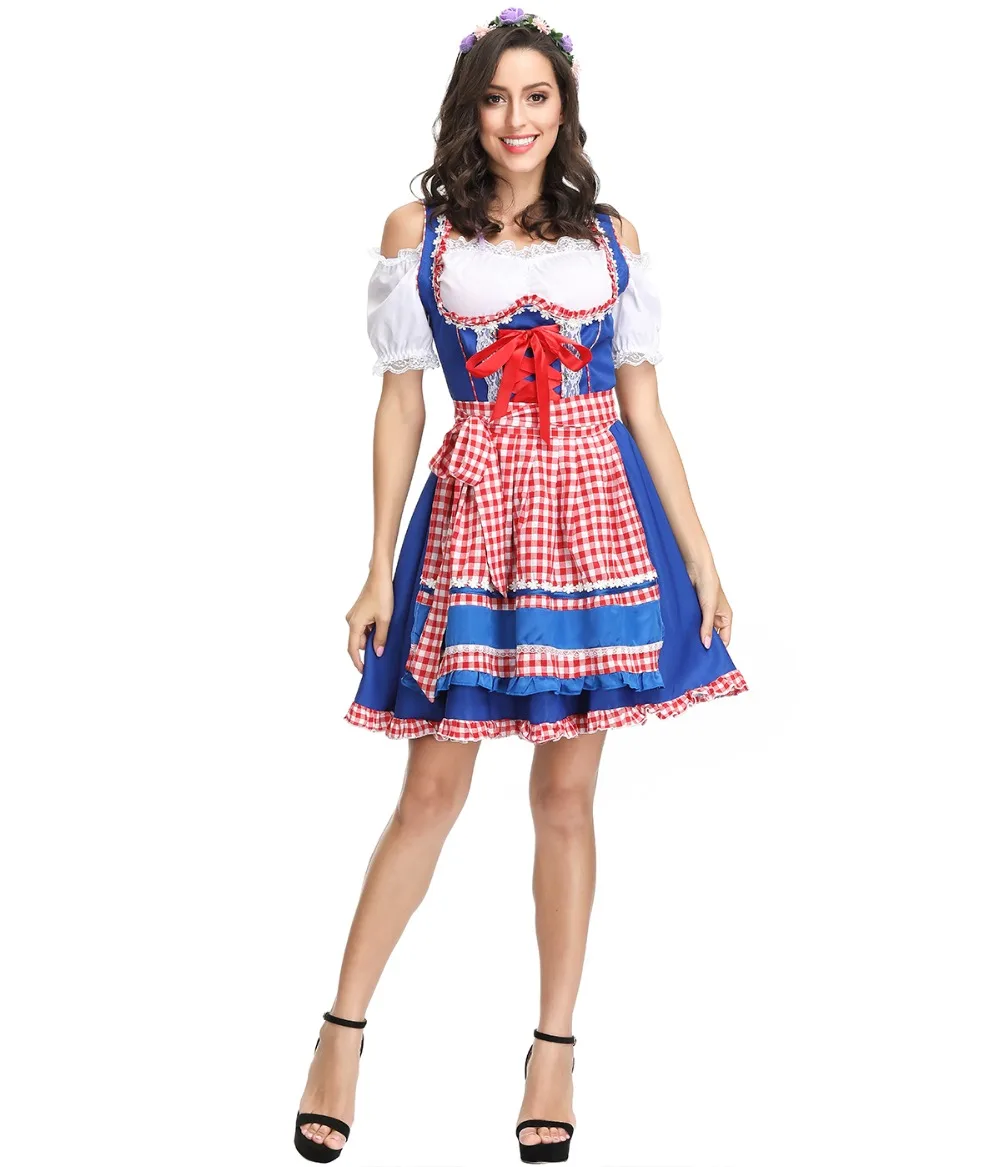 Robe de Bière Dirndl Bavaroise pour Femme, Tenue de Barrage Sexy, Costume de Cosplay pour Halloween, Tradition Allemande