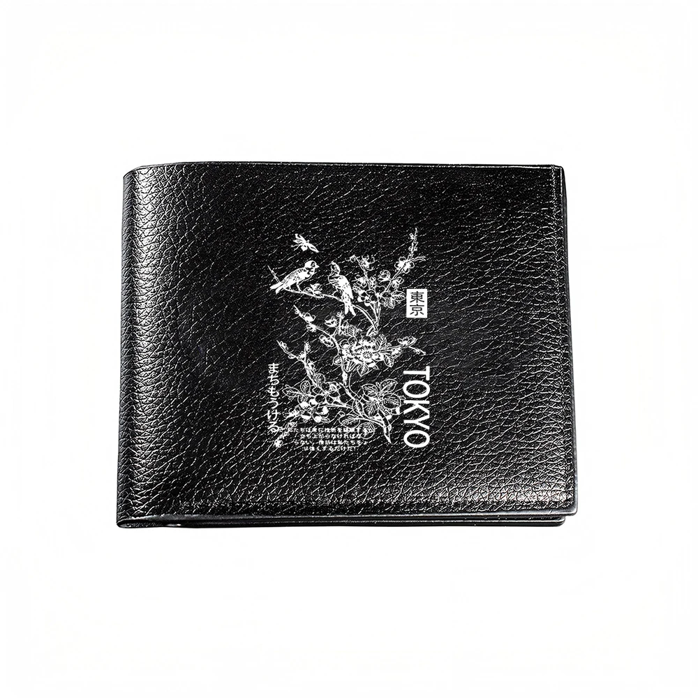 Tokyo Floral Design Men's Wallet With Elegant Bird And Branch Pattern For Casual Business Style Fashion Accessory
