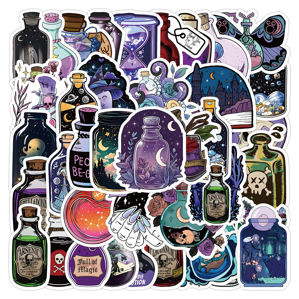 10/30/50pcs Cool Gothic Bottle Magic World Cartoon Stickers Pharmacist Decals Laptop Guitar Skateboard Phone Waterproof Sticker