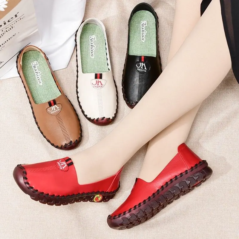 Wide Cushion Loafers Women\'s Orthopedic Shoes 42 Woman Lug Sole Anti Skid Flats Slip On Driving  Moccasins Shoes Drop Shipping