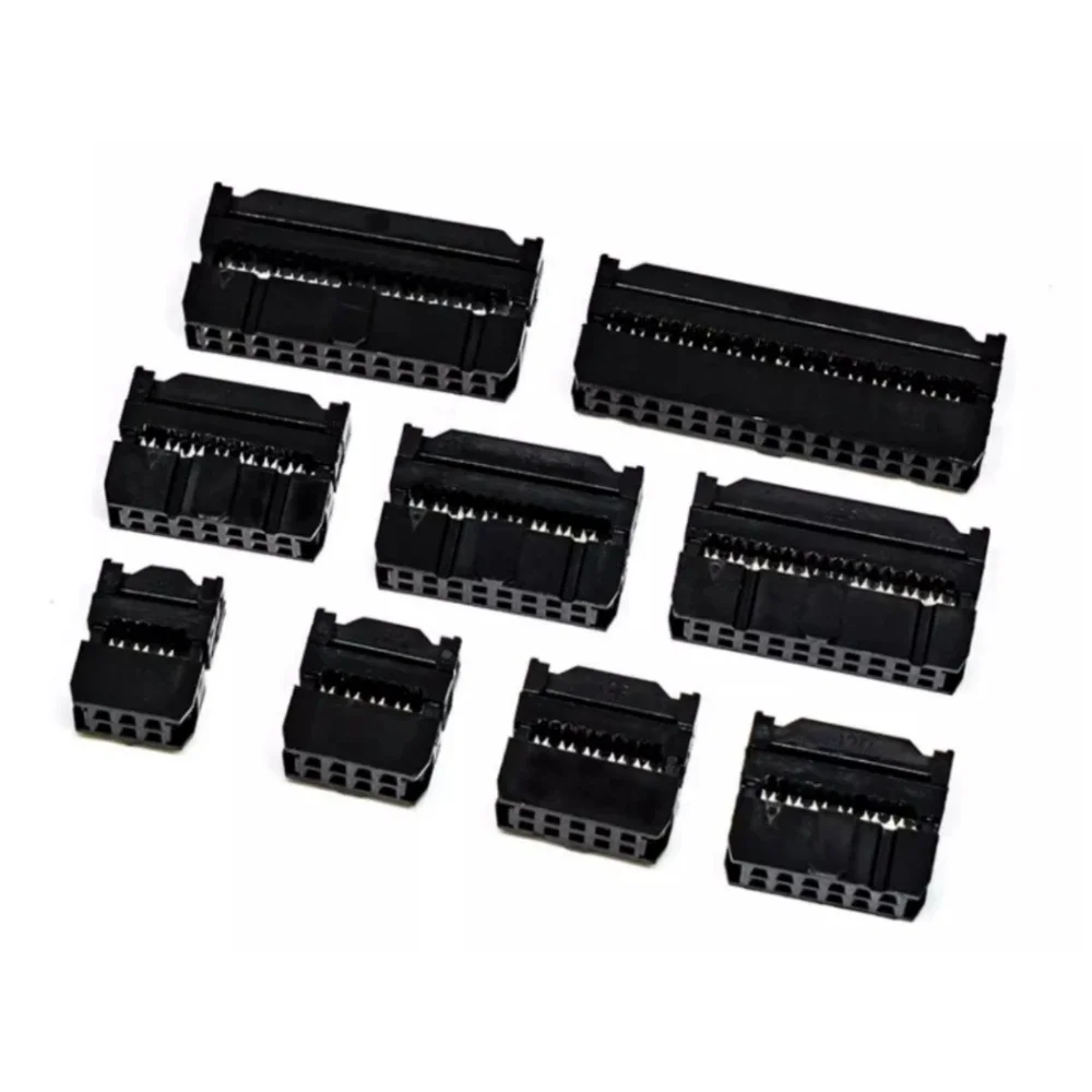 10pcs 2.54mm 6/810/12/14/16/18/20/24/26/30/34/40/44/50/64 Pin FC IDC Female Header Socket Connector For 1.27mm Pitch Flat Cable