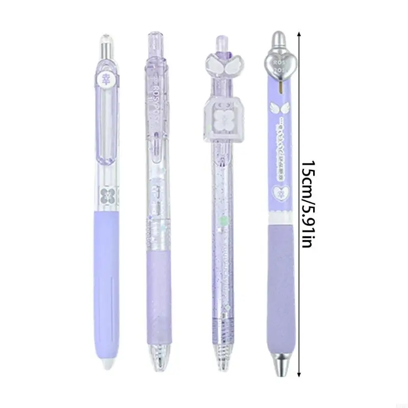 4 قطعة قلم أحبار جل أنيق قابل للسحب مع مشبك من البلاستيك 0.5 مللي متر قلم جل أحبار سوداء سريعة الجفاف لتدوين الملاحظات 896C