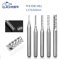 UCHEER 옥수수 엔드 밀 카바이드 PCB 밀링 커터 조각, 3.175mm 라우터 비트, CNC 밀링 도구, 3.175mm, 4mm, 6mm