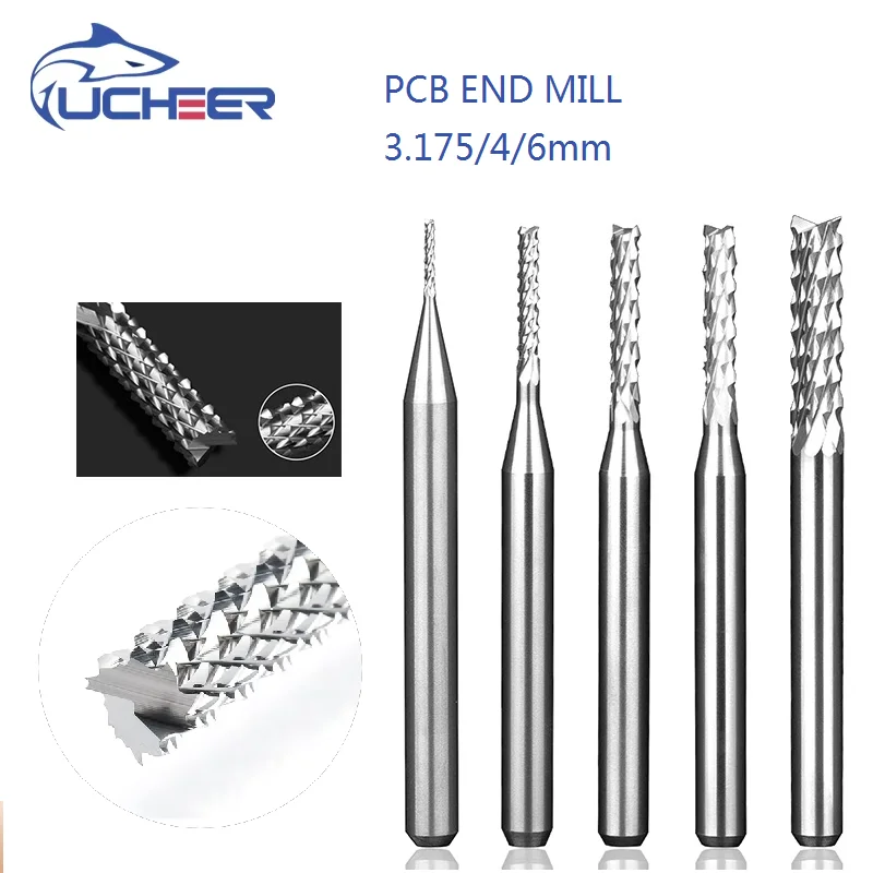 Ucheer 3.175 mm Fresa de Topo de Milho Carboneto Pcb Fresa Gravura Pcb Maching 3.175 mm Roteador Bit Cnc Ferramentas de Fresagem