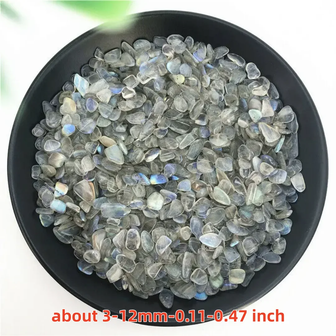 3-12mm  Gray Moonstone Tumbled Stone Chips Crushed Natural Crystal Quartz, Natural Grey Moonstone Labradorite Crystal  Chips view 2
