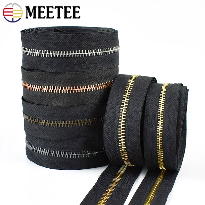 1/2/3/4/5Yards 3# 5# Metal Zippers For Bags Sewing Zipper By Yards Sports Coat Jacket Zips Repair Kit DIY Garment Accessories