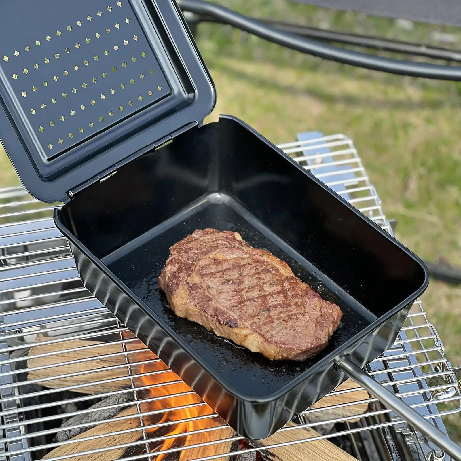 

Складная сковорода для попкорна с антипригарным покрытием и длинной ручкой для кемпинга, пикника, походов, путешествий и приготовления пищи на природе