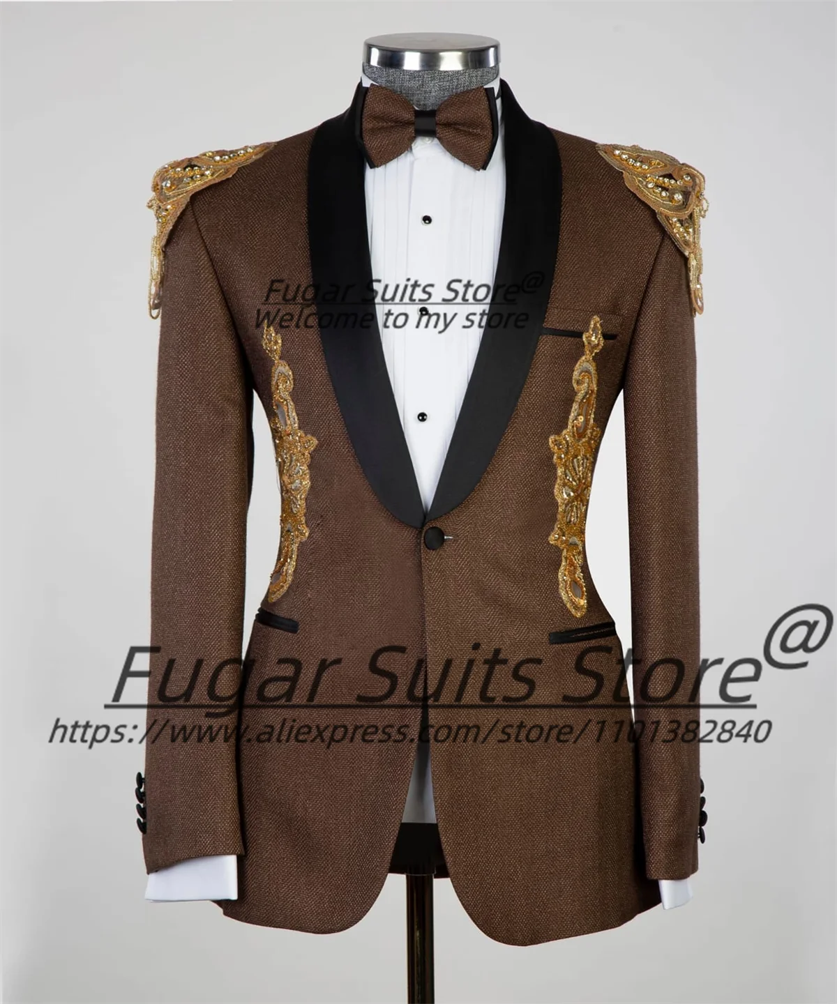 

Magnificent Embroidery Decal Luxuly Men Suits Slim Fit Shawl Lapel Groom Tuxedos 2 Pieces Sets Classic Male Blazers Ropa Hombre