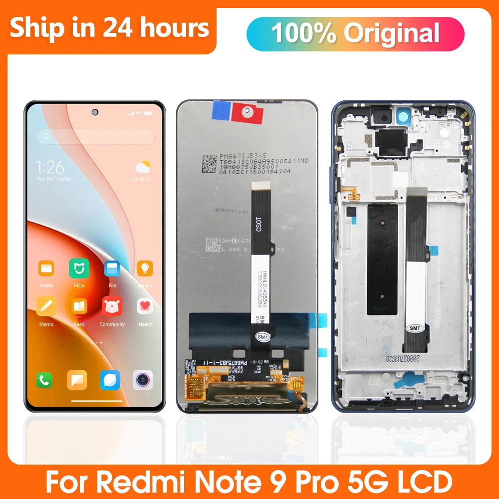 

6.67"Original For Xiaomi Redmi Note 9 Pro 5G LCD Display For Note 9 Pro 5G M2007J17C Touch Screen Digitizer Assembly Replacement