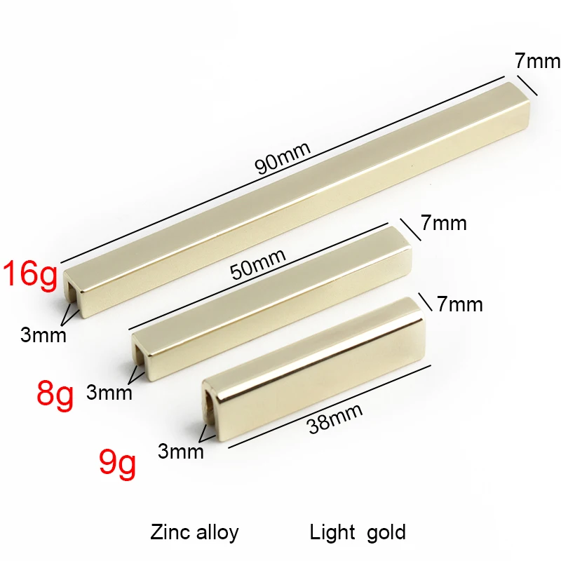 Light Gold Metal Side Clip Buckles para Bolsas, Bolsa, Bolsa, Parafusos de Canto, Hook Edge Protector, Fecho Acessórios, 38mm, 50mm, 90mm, 100mm