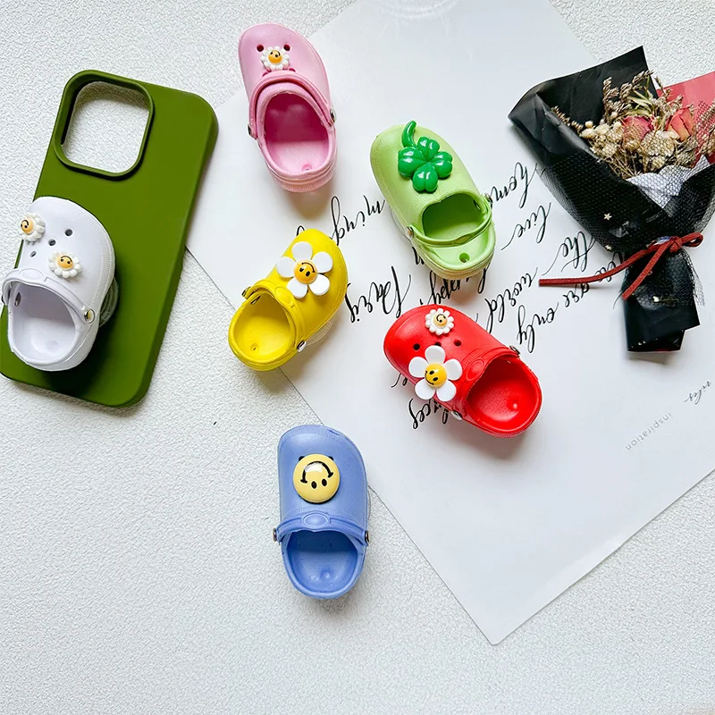 Funny Mini Clog Shoe Shape Phone Grip Holder Back Adhesive Folding Stand Anti-drop Phone Bracket Finger Socket Girls Daily Decor