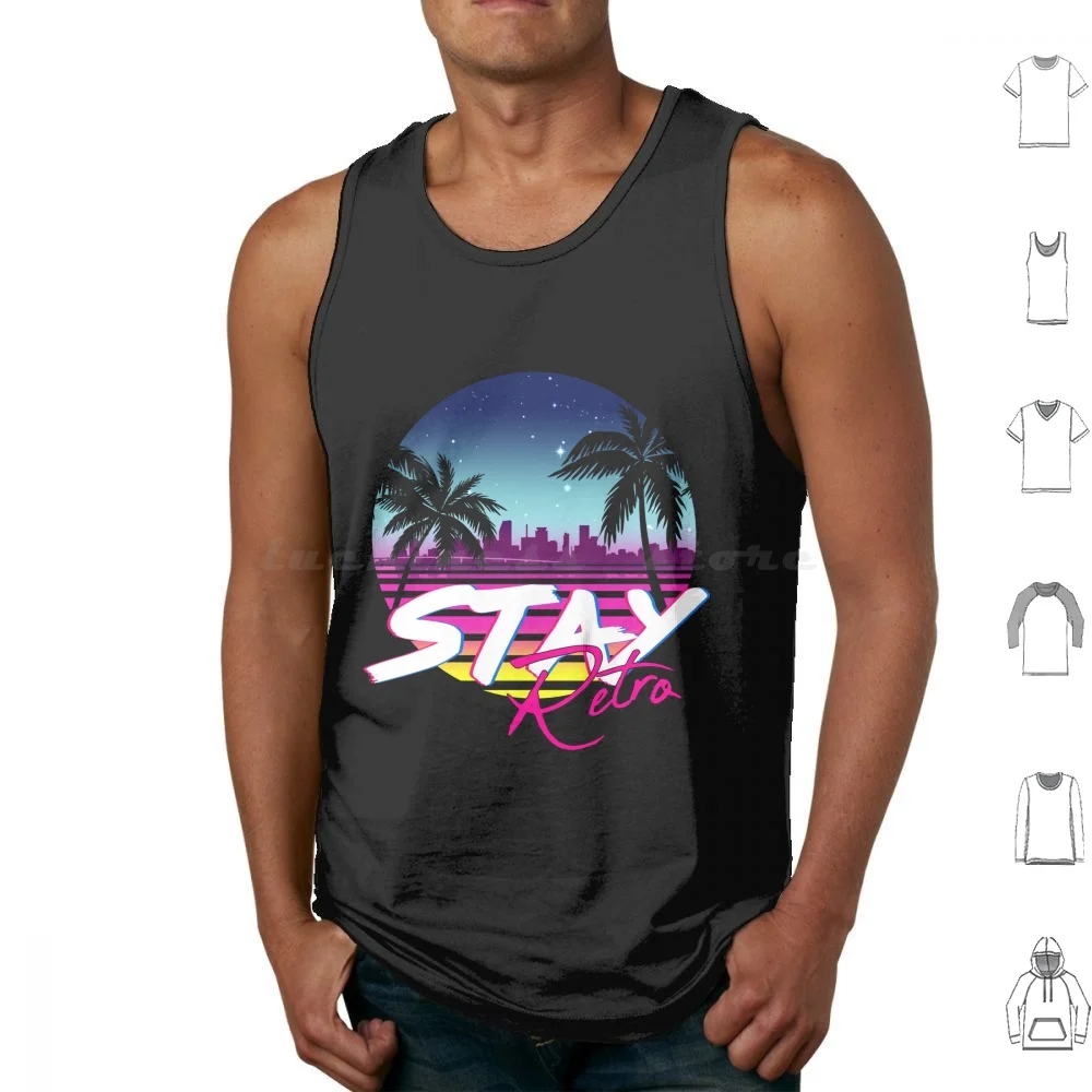 

Stay Retro-Miami Vice Synthwave Nights Tank Tops Vest Sleeveless Mood Vaporwave Aesthetic Miami Beach Miami Night Miami Vice