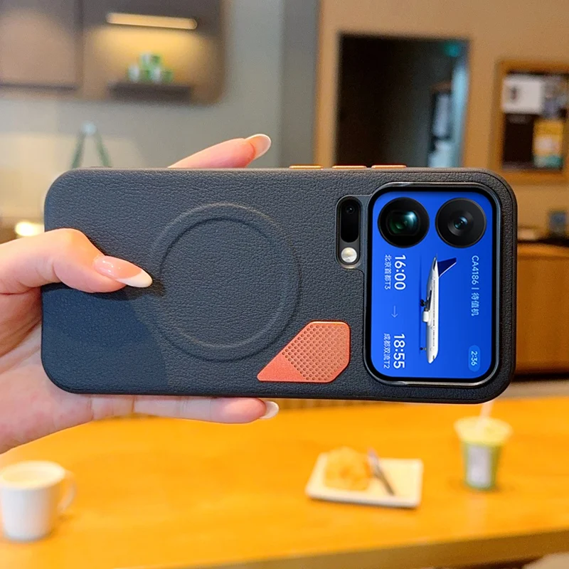 샤오미 17 프로, 17 프로 맥스 케이스 ELVEV 마그네틱 럭셔리 PU 가죽 방수 방열 보호 폰 커버