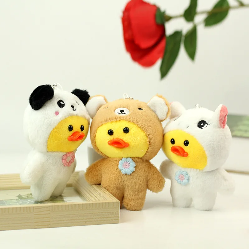 

New 14cm Cartoon Cute Panda-duck Rabbit Plush Toys Kids Creative Kawaii Animals Stuffed Dolls Plush Keychain Pendant Kids Gift