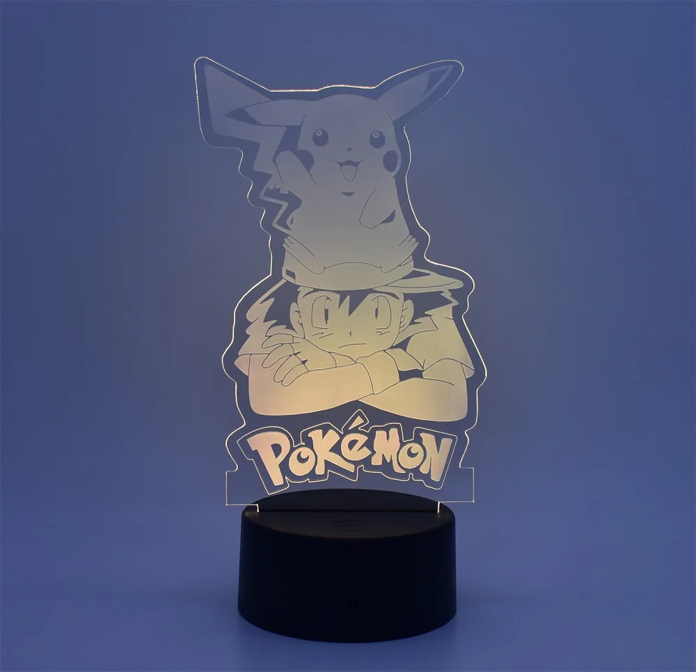 Pikachu 3D Children's Night Light 16 Color Transformation Night Light USB Charging Children's Pokemon Fans Christmas Birthday Gi