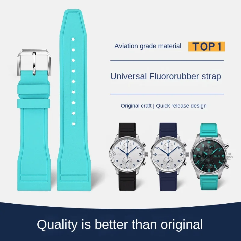 

Flat Interface Quick-release Fluororubber Watch Strap With Substitute Pilot/Botofino/Little Prince/Mark Series 20/21/22mm