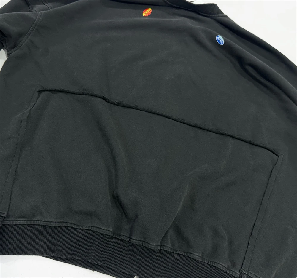 سترة بسحاب من MARTINE ROSE باللون الأسود المغسول، أفضل علامات معاطف سترة البيسبول عالية الجودة