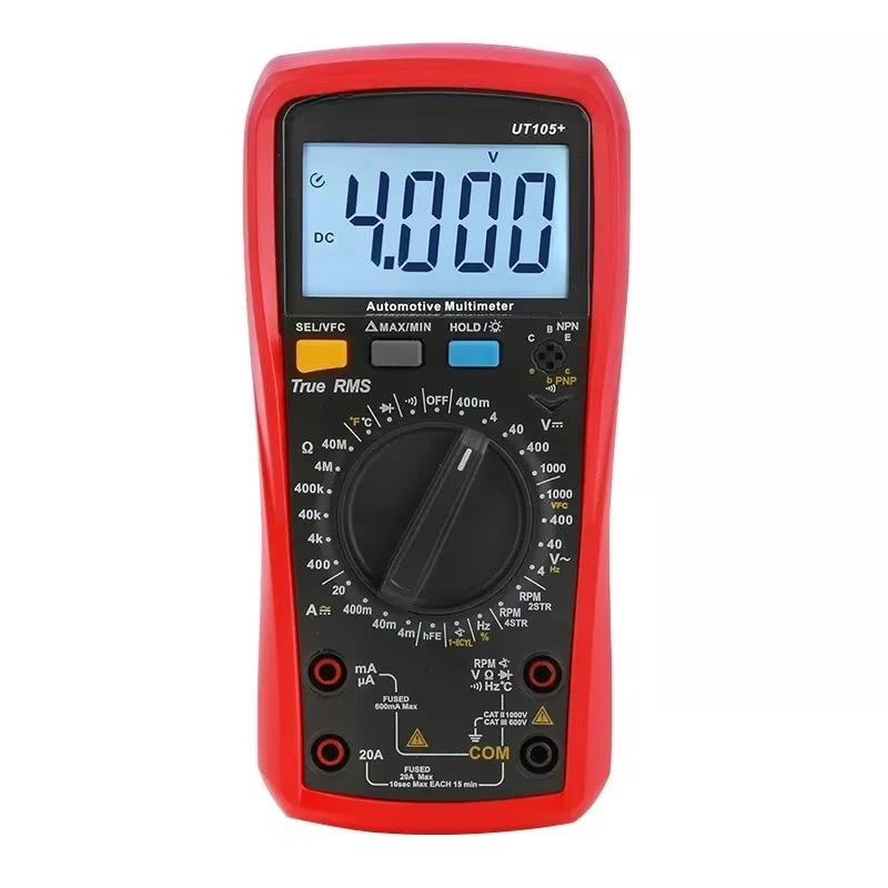 

UT105+ Автомобильный мультиметр Высокоточный автомобильный цифровой мультиметр True RMS с автоматическим диапазоном и фактической стоимостью