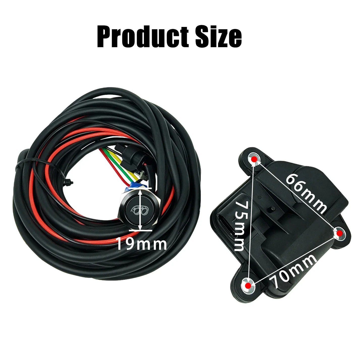 Electric Valve Actuator for Car Exhaust Pipe Modification, 19mm Diameter On/Off Button Motor Module Control System