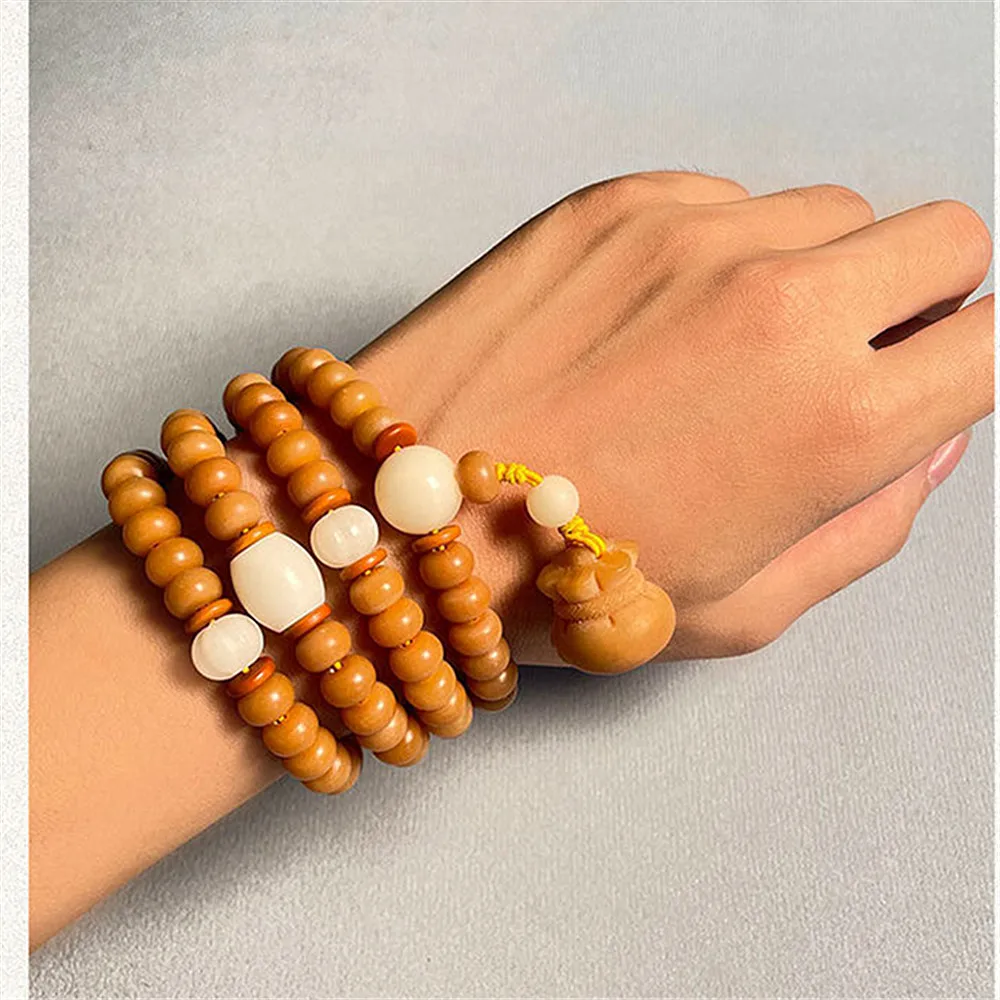 108 Natural Indonesia Weathered Bodhi Prayer Beads Mala Tibetan Rosary Bracelet Men Women Buddhist Meditation Necklace Jewelry