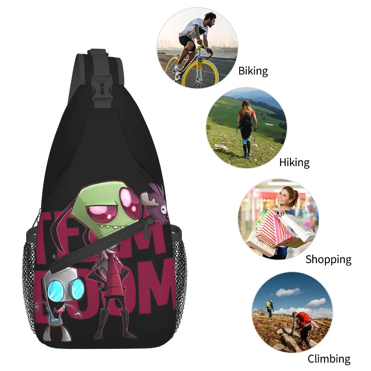 Team Doom kleine Schulter taschen Brust Cross body Schulter Schlinge Rucksack Wandern Reise Tages rucksäcke Eindringlinge Zims Videospiel Mode tasche