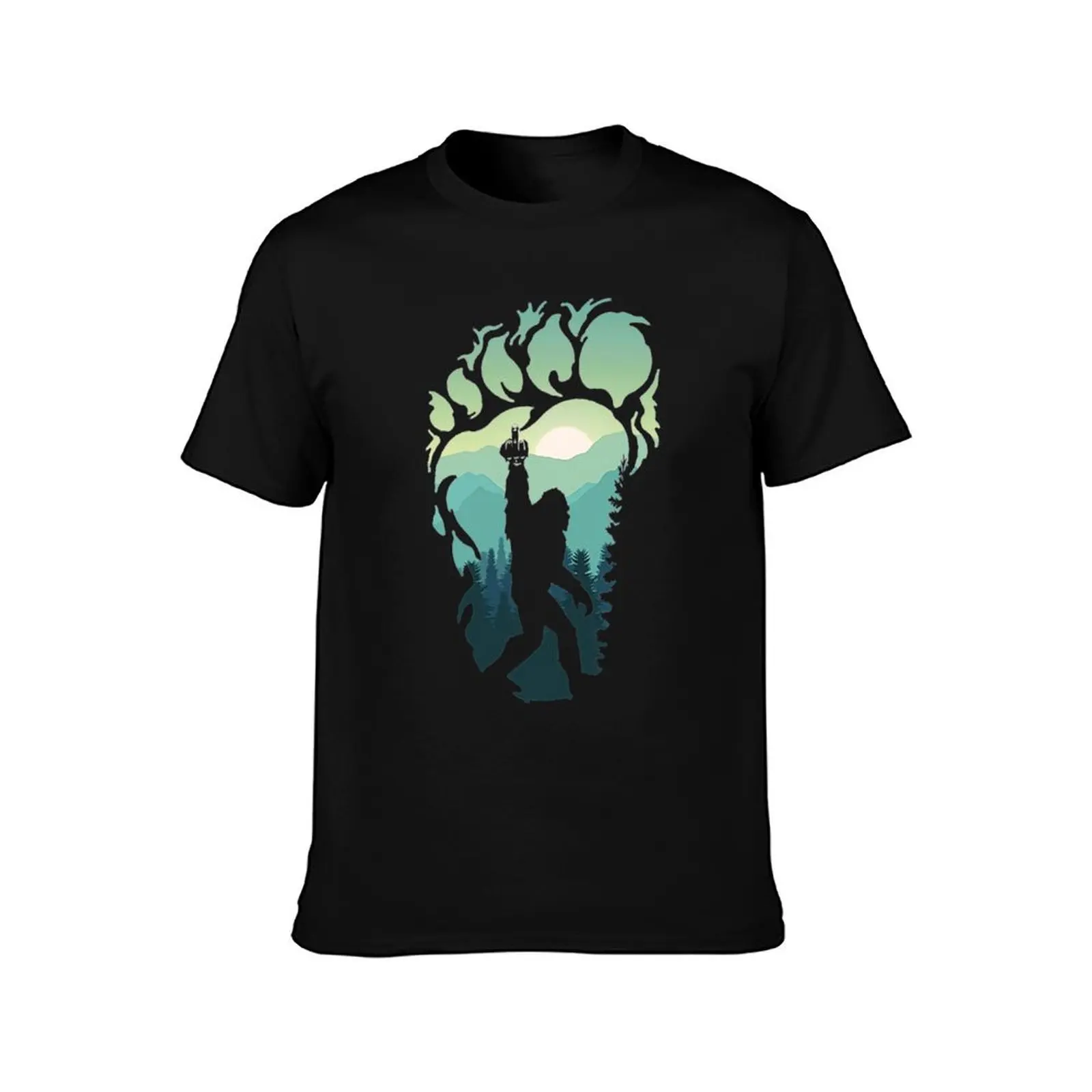 Shadow Bigfoot Middle Finger T-Shirt Basic Plain Tee for Spring and Summer T-Shirt