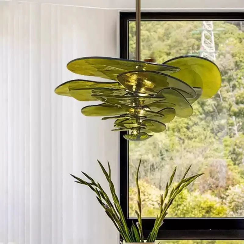 Lámparas de Araña Modernas de Vidrio de Color para Decoración de Habitaciones, Lámpara Colgante Vintage de Lujo para Villa Dúplex, Lámparas de Diseño, Luminarias