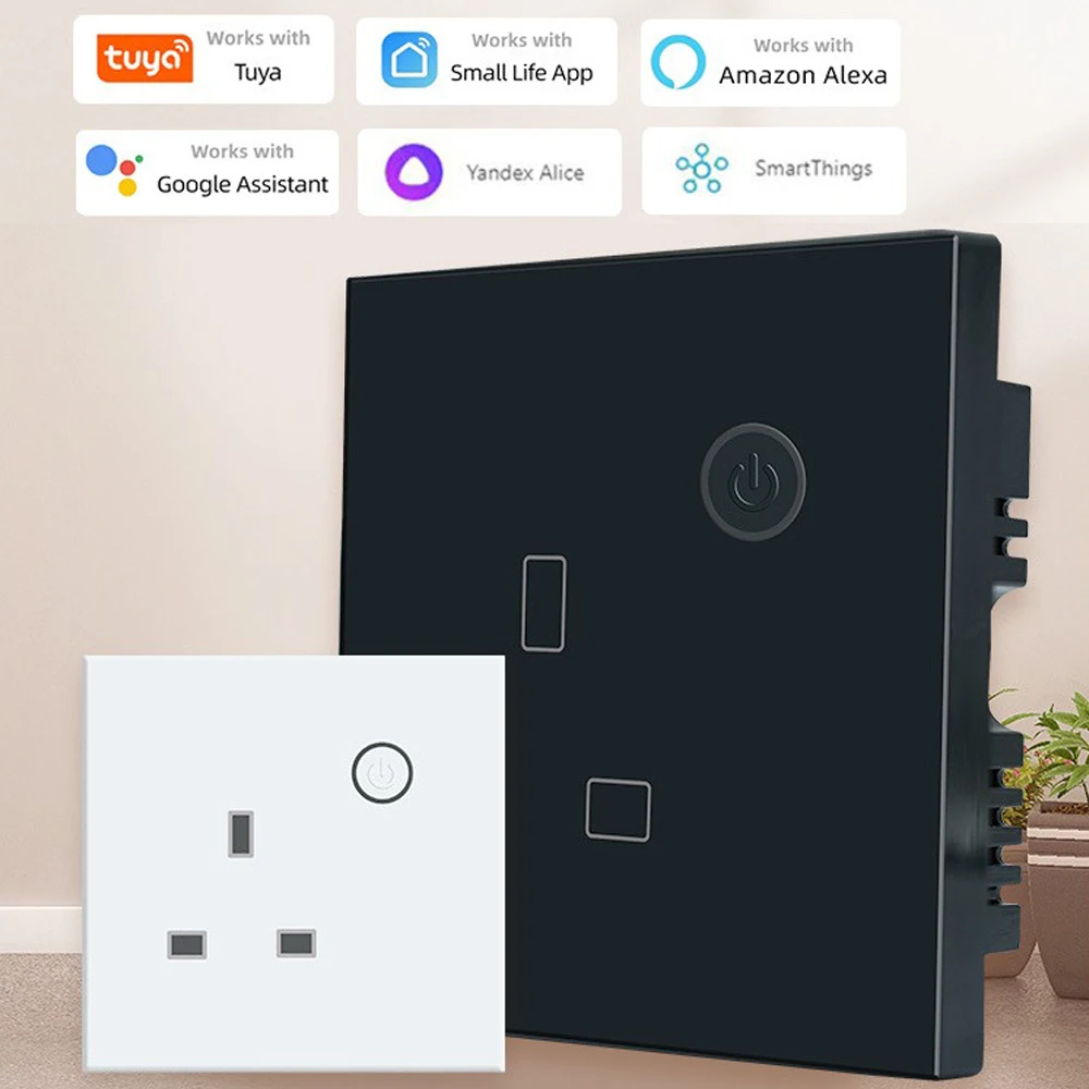 

Tuya Smart WiFi UK Socket Intelligent APP/Voice Remote Control Timer Wall Socket Energy Monitoring Work with Alexa Google Home