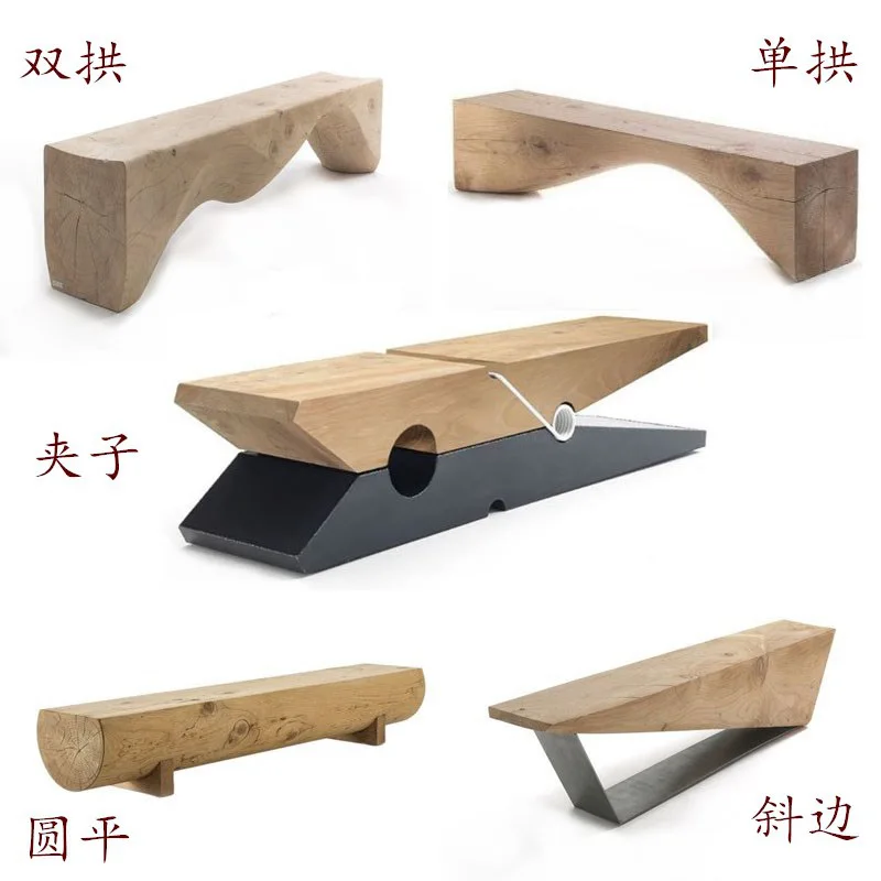 سجل البراز مقعد الخشب الصلب تغيير الأحذية البراز قاعة المعرض الشمال الإبداعية مقعد الرجعية متموجة